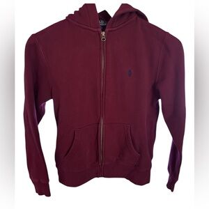 Polo Ralph Lauren Boys Fleece Full-Zip Hoodie Size M burgundy/maroon blue horse